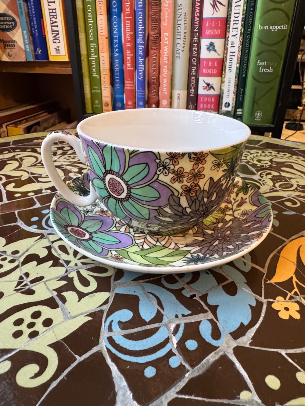 GRACIE CHINA Floral Pattern Teacup and Saucer